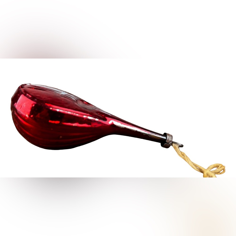 Antique Vintage Blown Mercury Glass Red Mandolin instrument Christmas Ornament - Picture 1 of 7